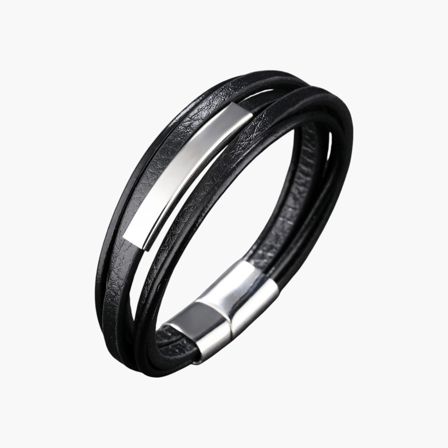 Pulseira de Couro e Aço Inoxidável
