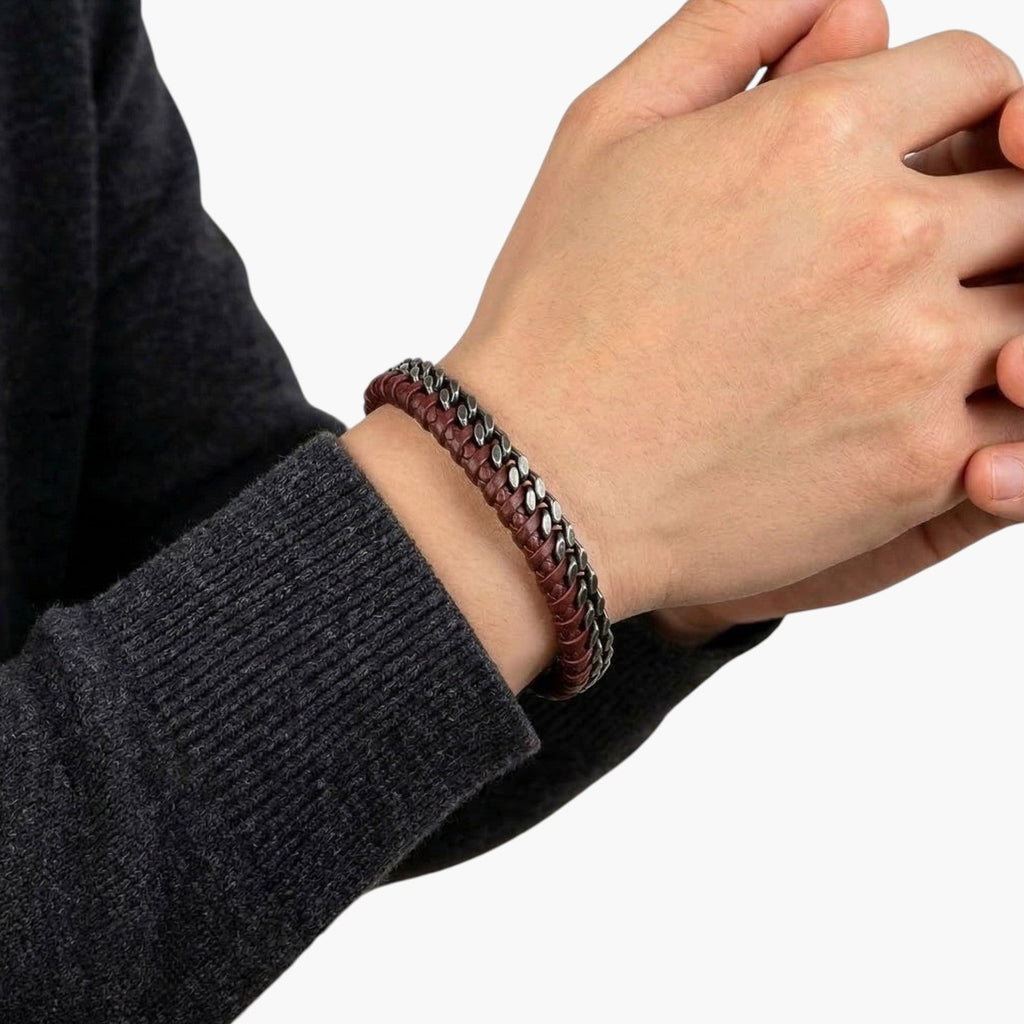 Pulsera de Cuero y Acero Inoxidable