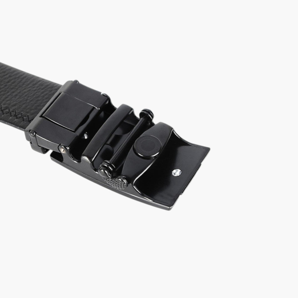 Cinturón de piel auténtica con hebilla automática para hombre
