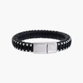 Pulseira de Couro e Aço Inoxidável
