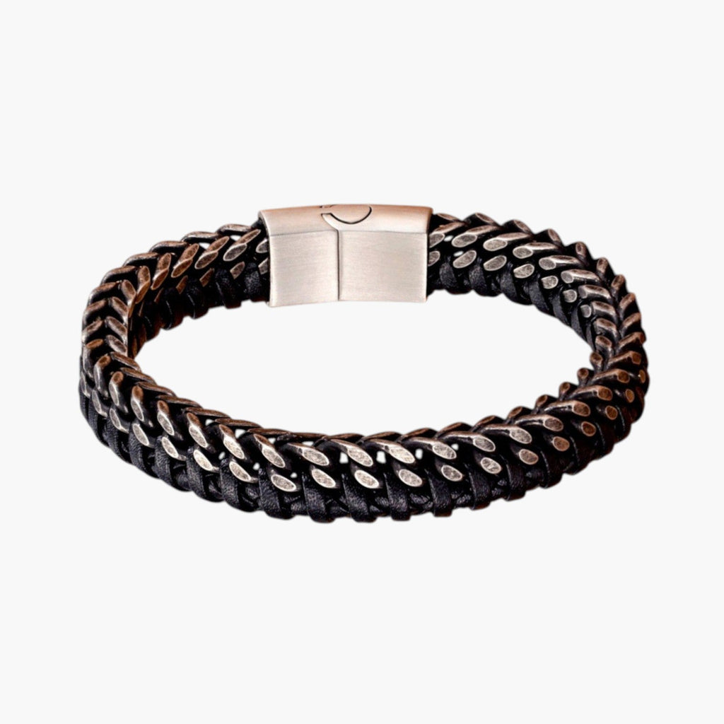 Pulsera de Cuero y Acero Inoxidable