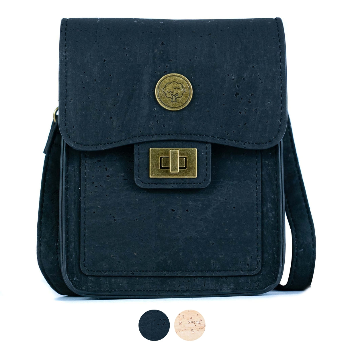 Bolso cruzado para teléfono de corcho – Corcho natural y negro BAG-2360