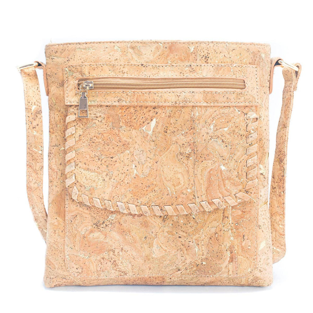 Corcho Natural con Acentos Dorados y Plateados - Bolso bandolera de Corcho para Mujer BAG-2251