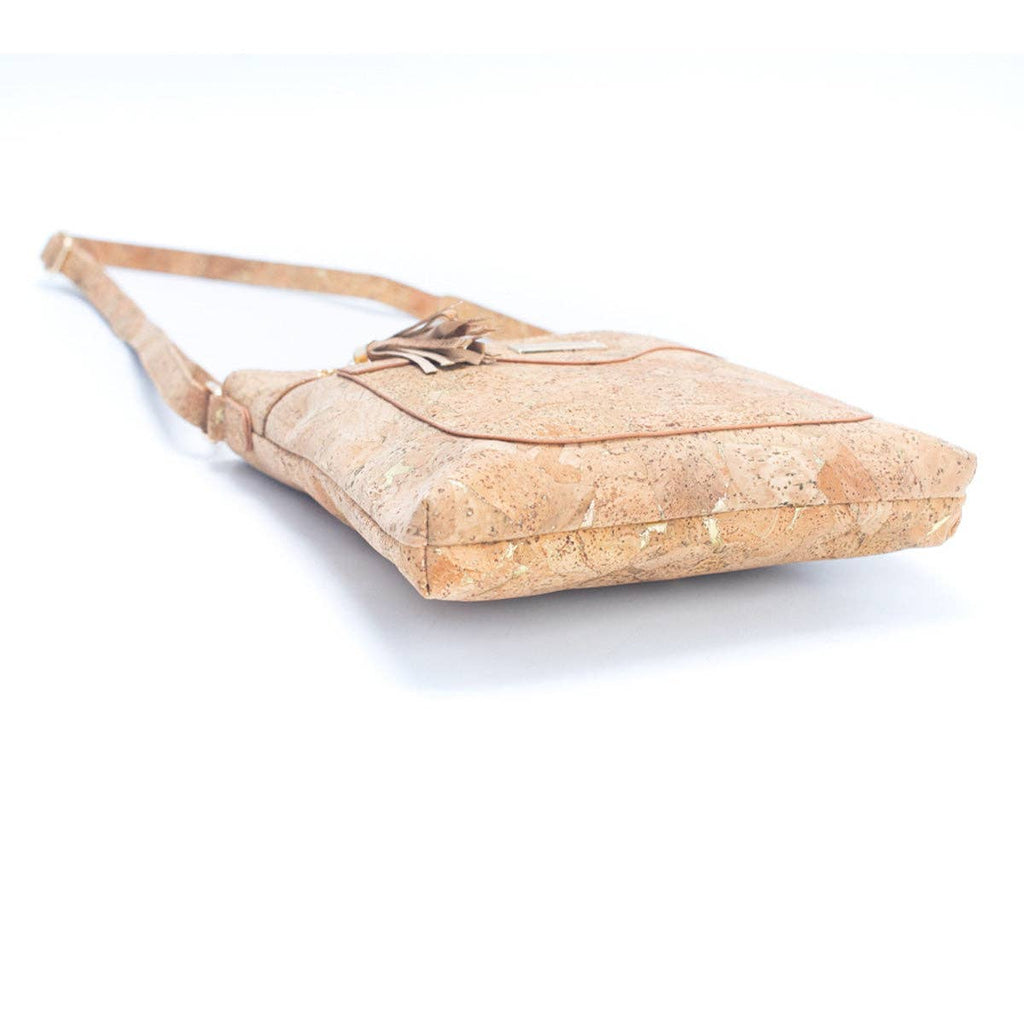 Bolso Bandolera para Mujer en Corcho Natural con Detalles Dorados o Plateados BAG-2249