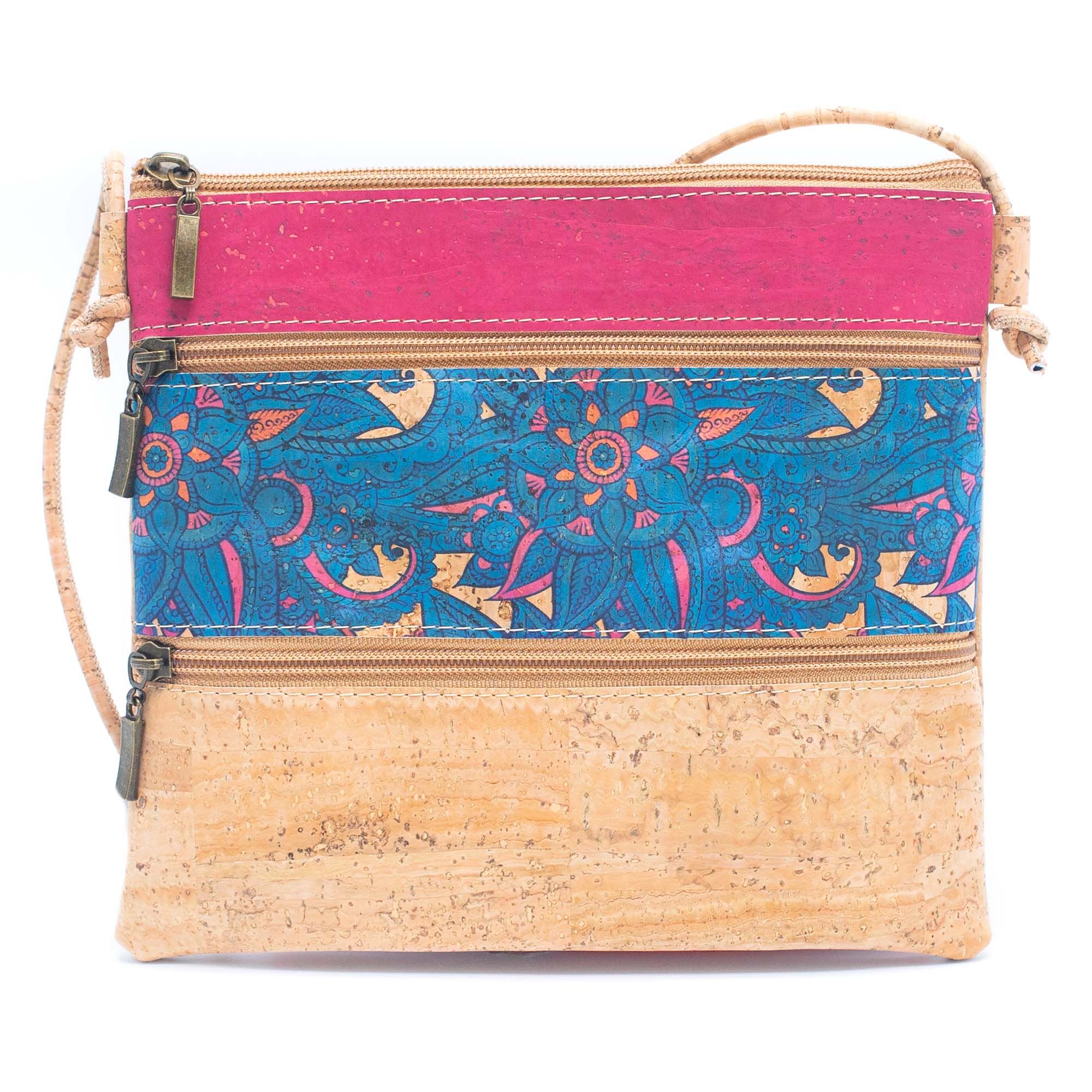 Bolso bandolera de corcho para mujer con patrón de corcho BAGP-206
