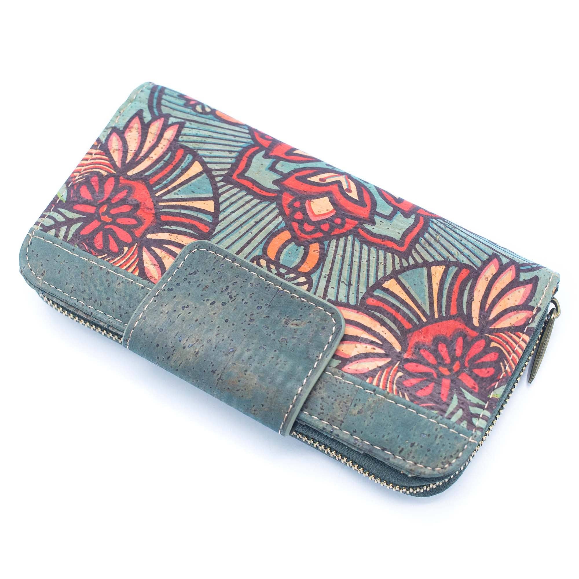 Billetera Bifold para Mujer de Corcho Color Turquesa con Diseño de Corcho BAG-2089