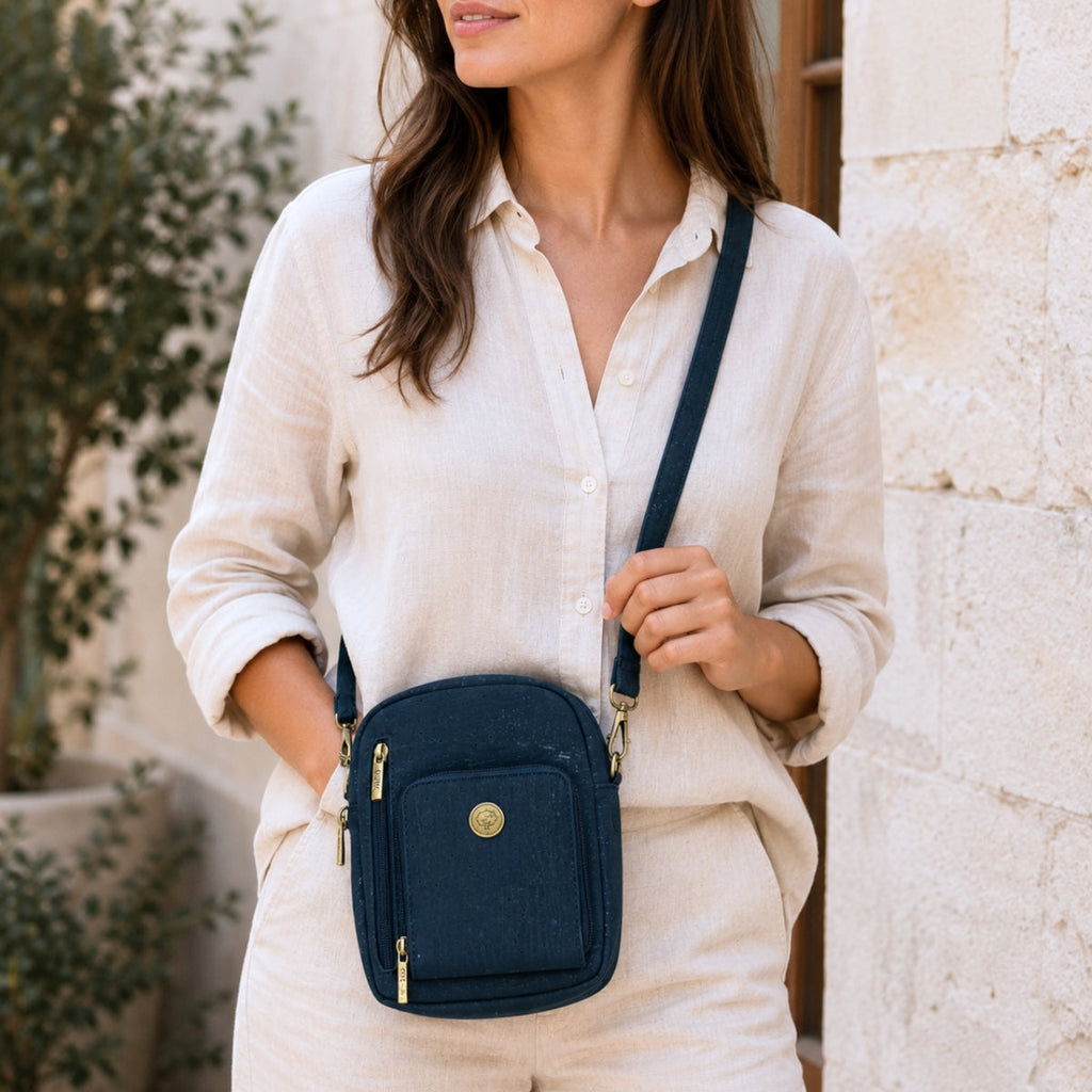 Cork Crossbody Phone Bag – Adjustable Vegan Shoulder Purse with Multi-Pockets BAG-2363