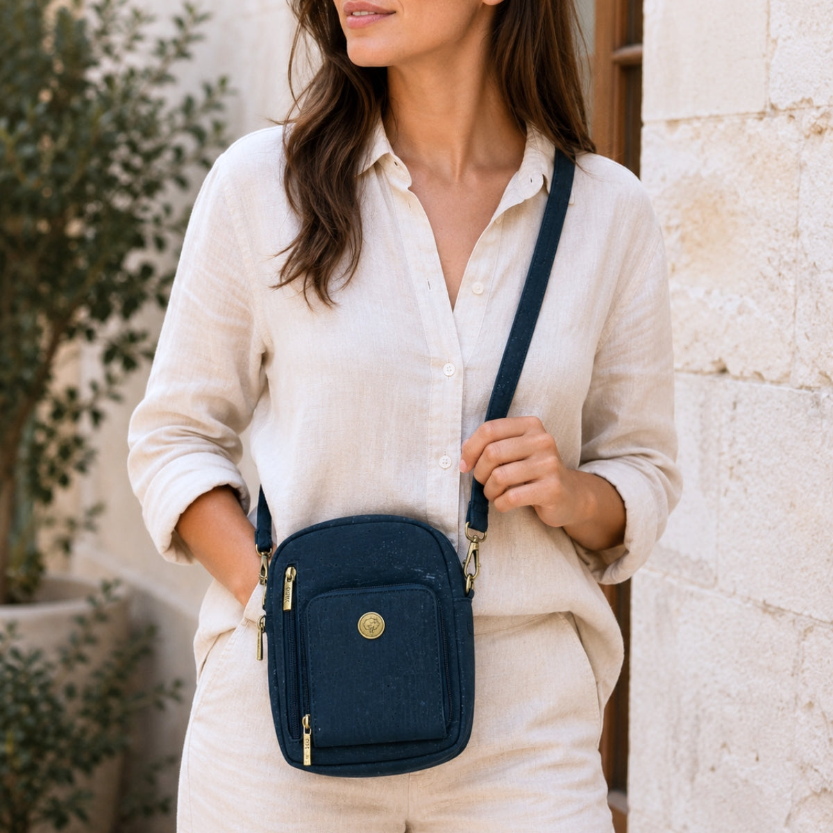 Cork Crossbody Phone Bag – Adjustable Vegan Shoulder Purse with Multi-Pockets BAG-2363