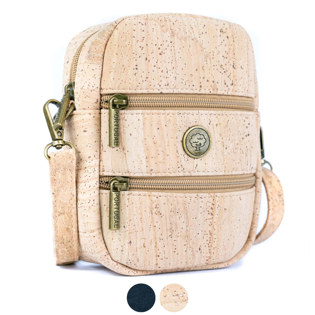 Bolso Cruzado para Teléfono de Corcho – Bandolera Vegana con Doble Cremallera BAG-2361