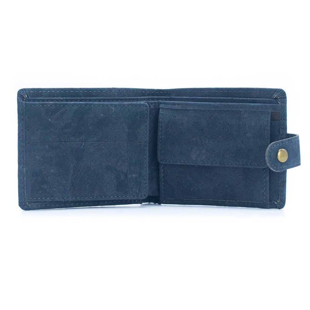 Schlankes zweifach faltbares Portemonnaie aus Kork mit Druckknopf BAG-2270-WALLET