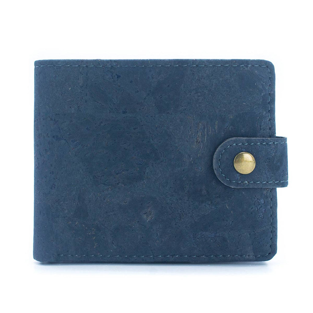 Schlankes zweifach faltbares Portemonnaie aus Kork mit Druckknopf BAG-2270-WALLET