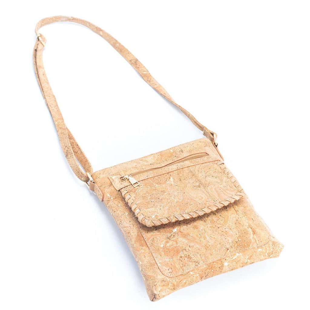 Corcho Natural con Acentos Dorados y Plateados - Bolso bandolera de Corcho para Mujer BAG-2251
