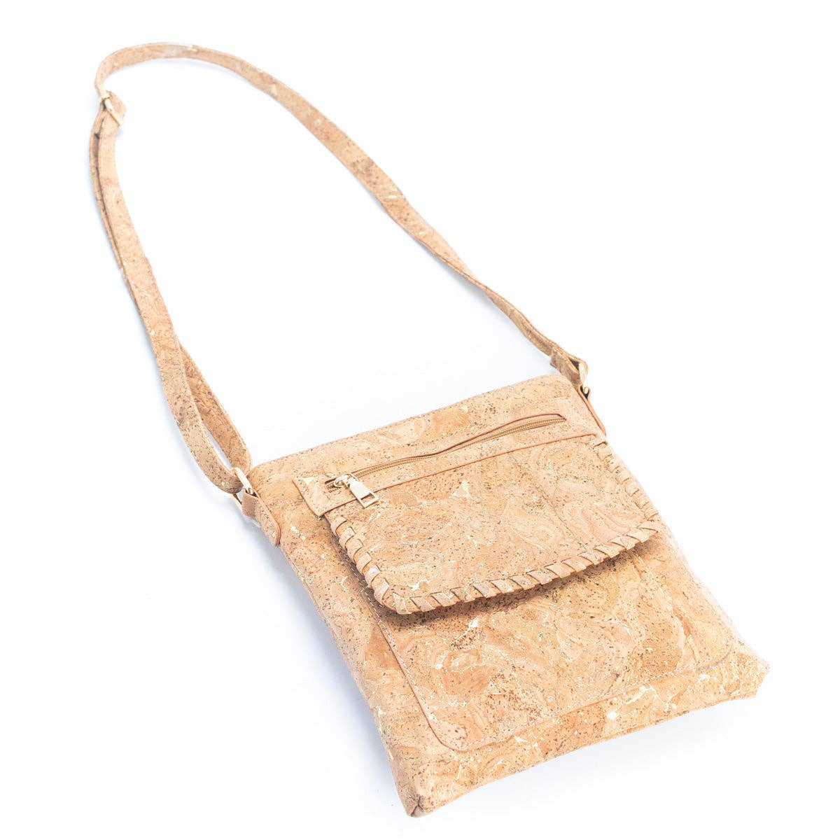 Corcho Natural con Acentos Dorados y Plateados - Bolso bandolera de Corcho para Mujer BAG-2251