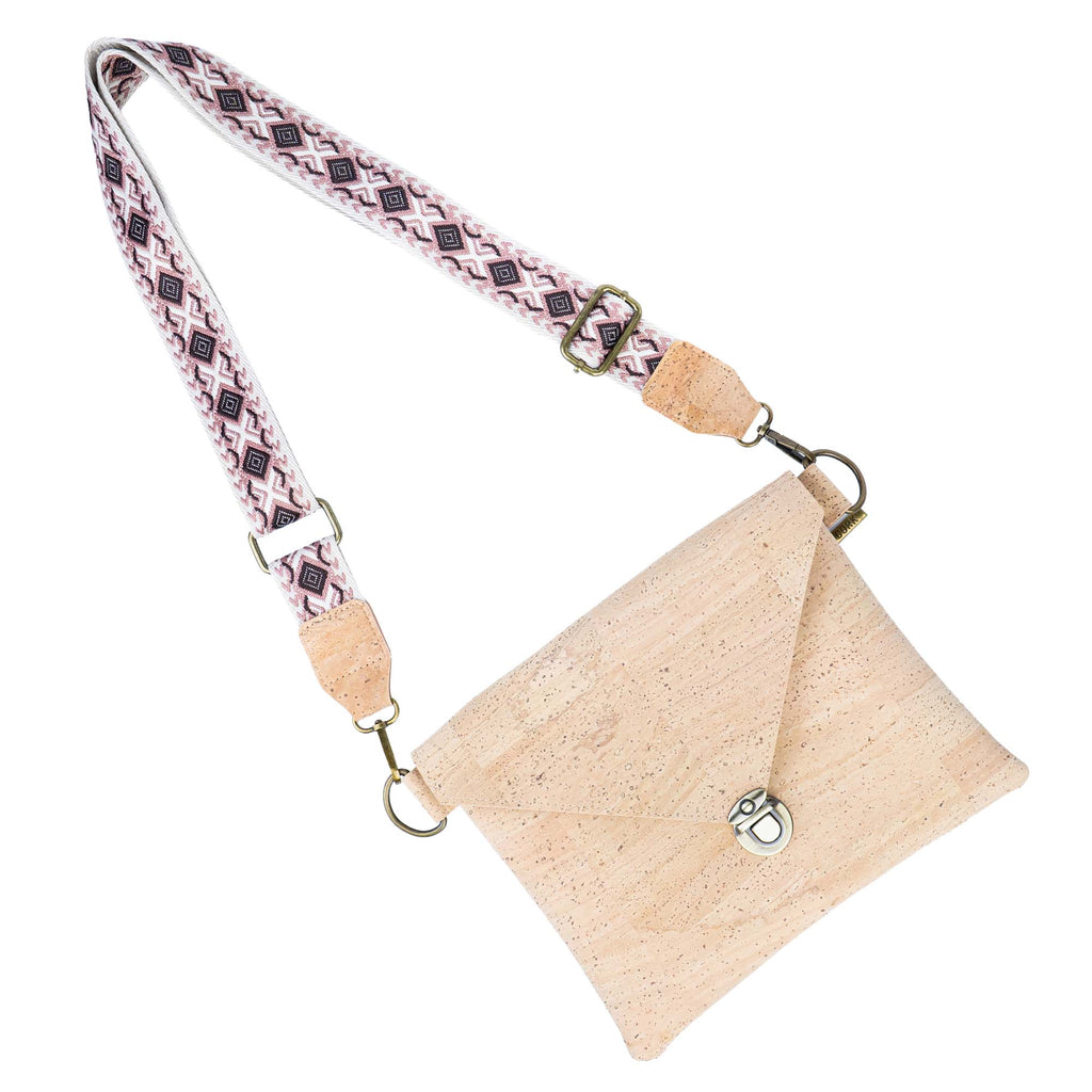Bolso Bandolera con Solapa de Corcho y Correa Intercambiable - Clutch Vegano BAGP-354