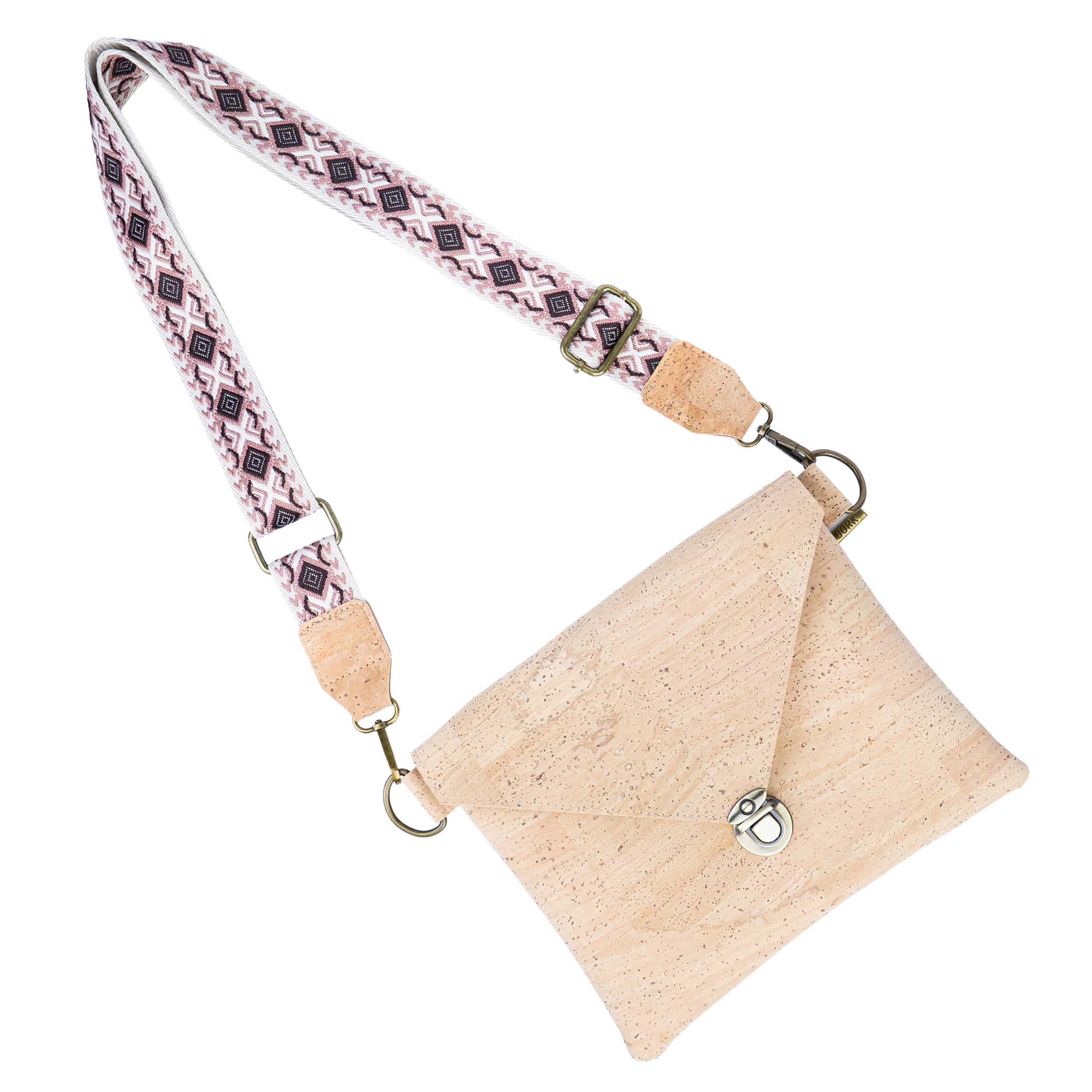 Bolso Bandolera con Solapa de Corcho y Correa Intercambiable - Clutch Vegano BAGP-354