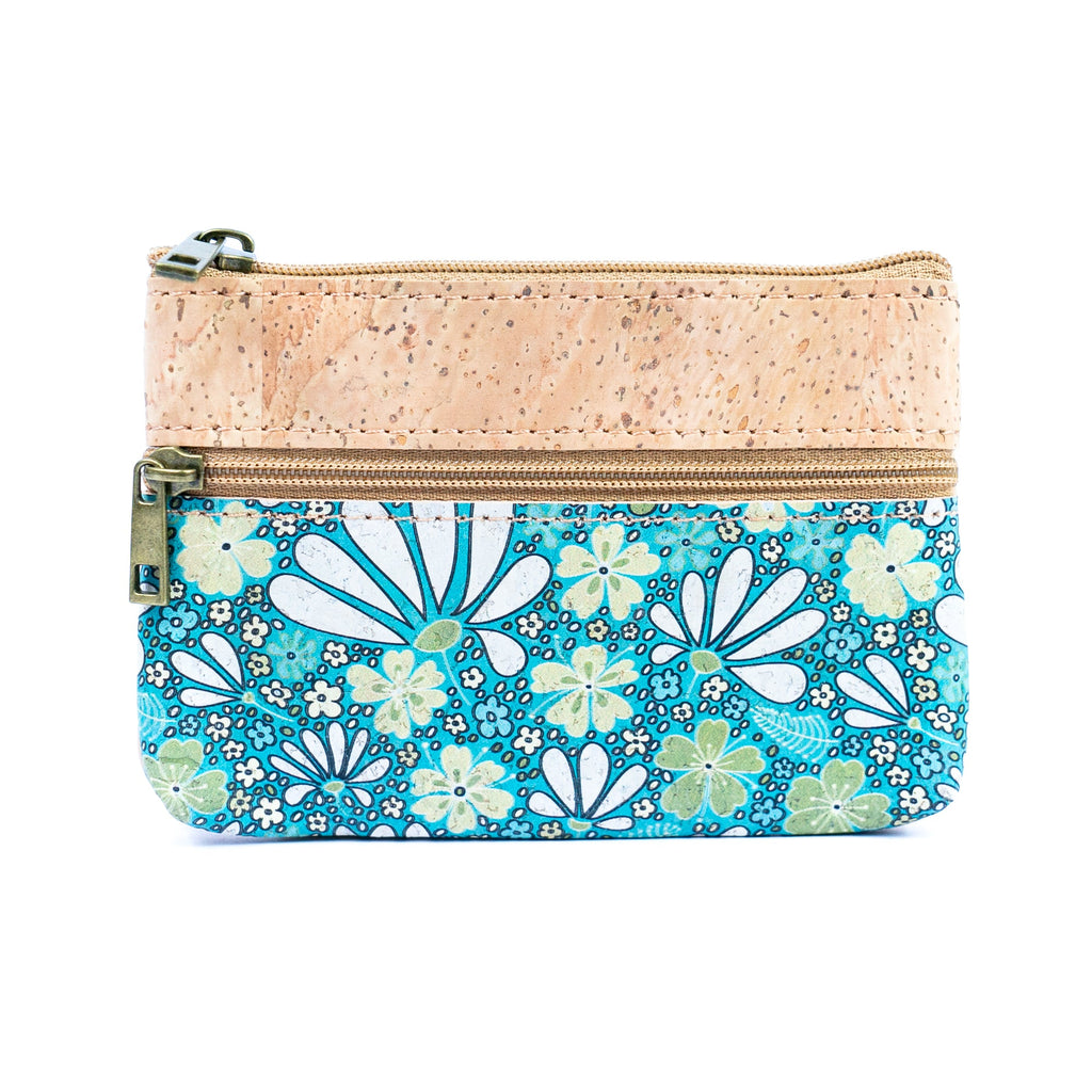 Triple Zip Cork Coin Purse BAG-2325