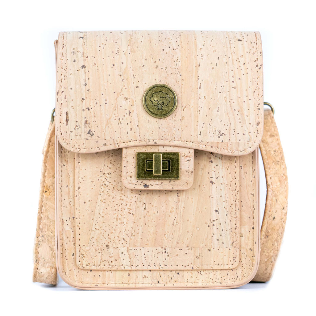 Bolso cruzado para teléfono de corcho – Corcho natural y negro BAG-2360