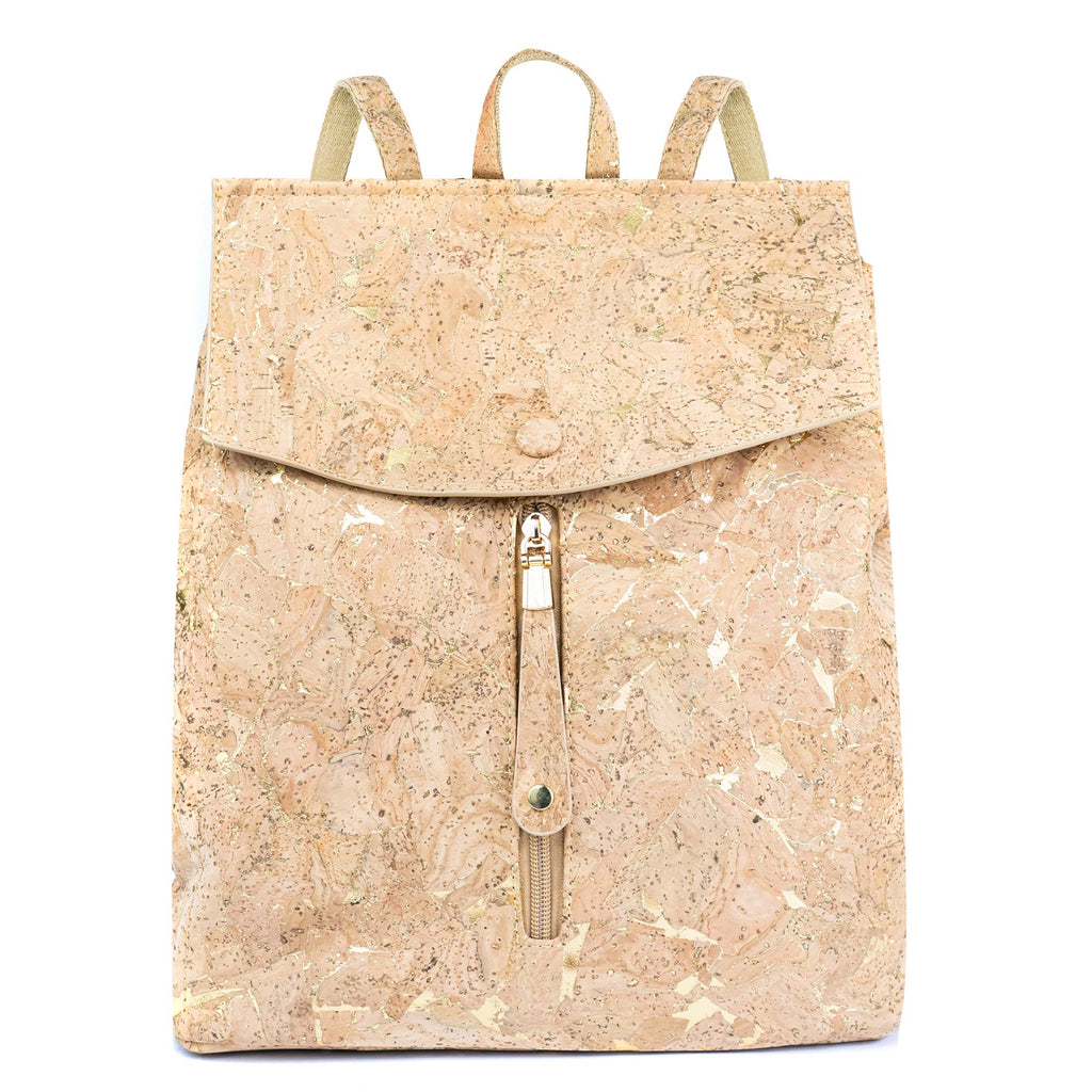 Mochila de Corcho con Detalles Dorados – Bolso Vegano Ecológico BAG-2096