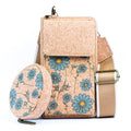 Damen-Handy-Etui aus Naturkork mit Aufdruck und abnehmbarem Münzbeutel BAG-2310
