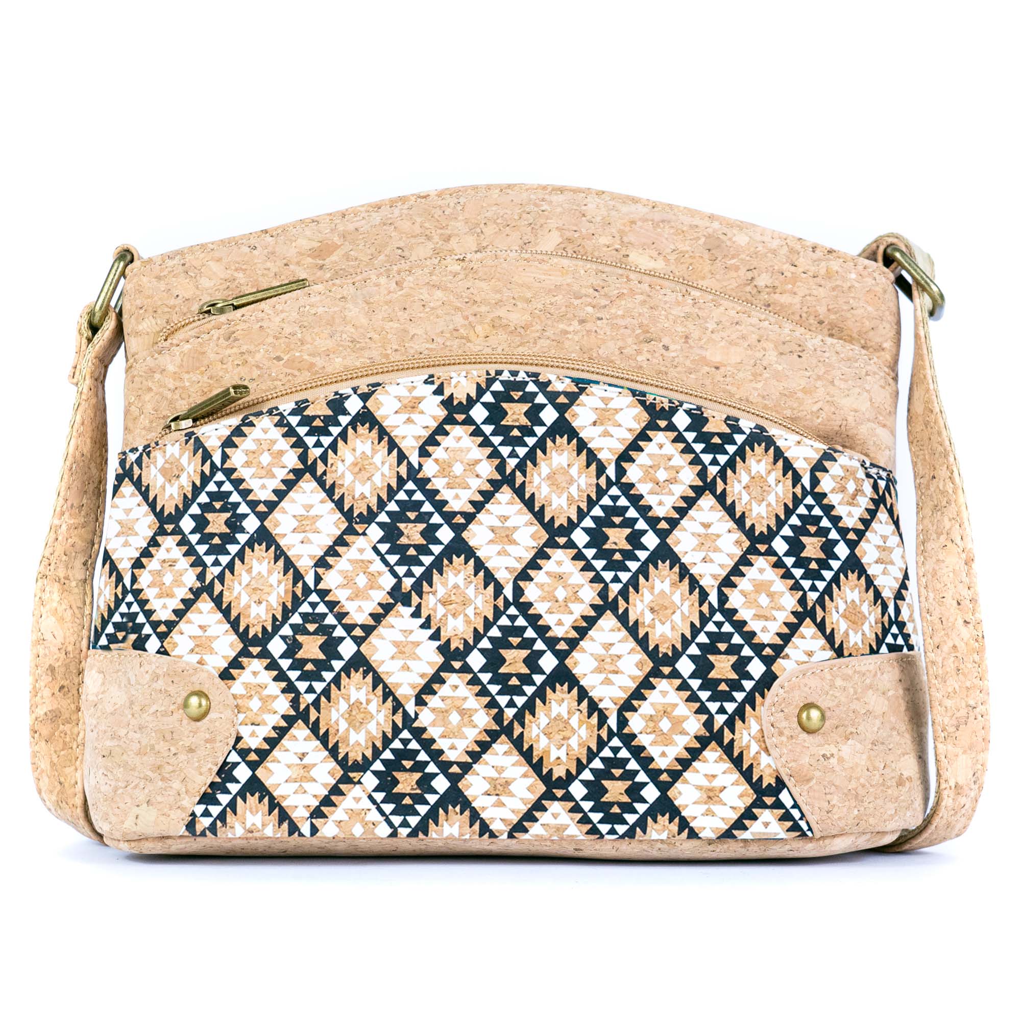 Three-Line Zipper Women's Cork  Crossbody Bag BAG-2284