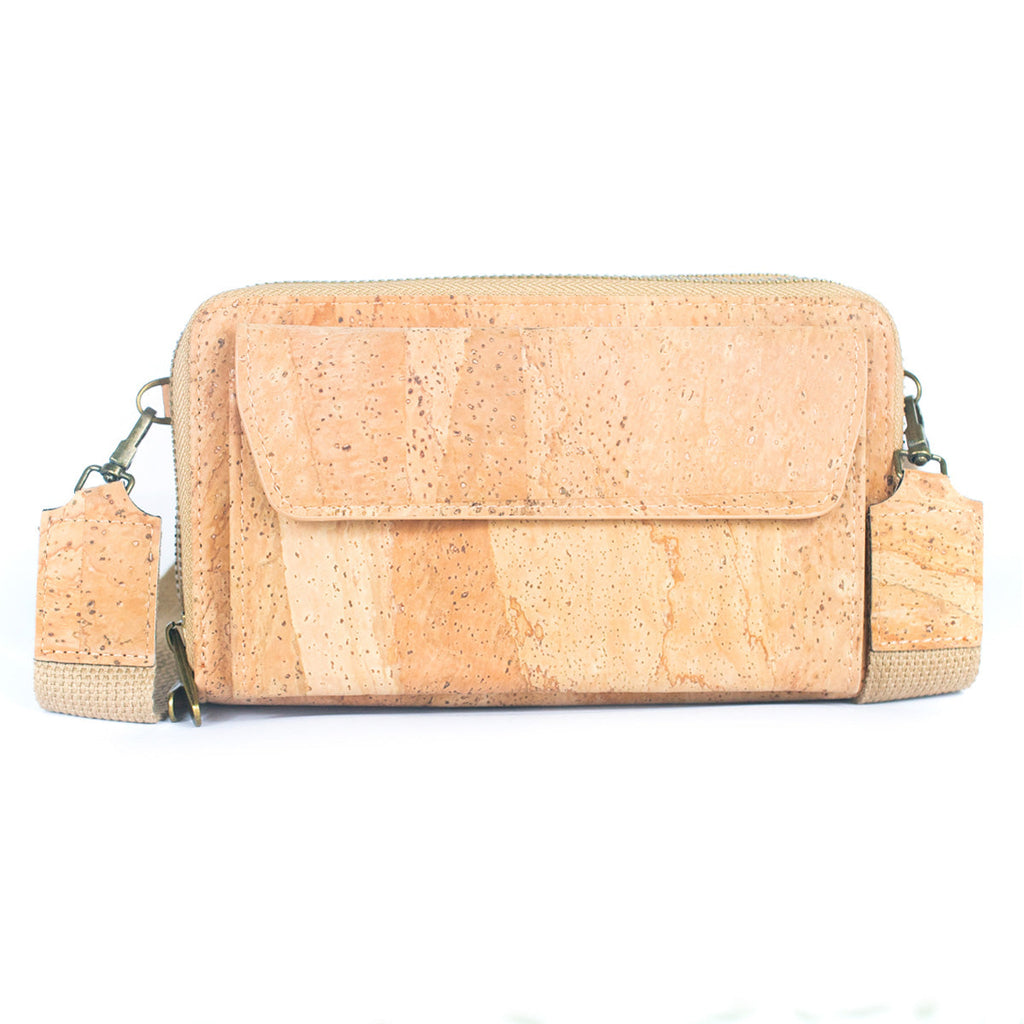 Bolso bandolera de corcho elegante con bolsillo delantero y monedero para teléfono móvil BAG-2271