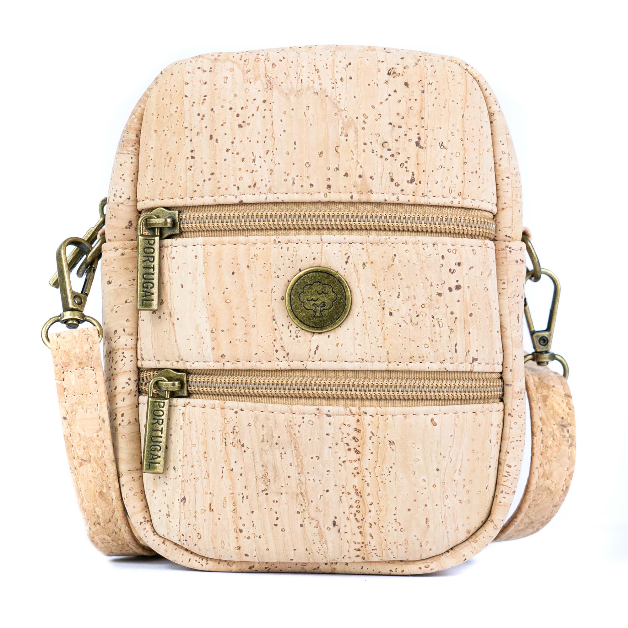 Bolso Cruzado para Teléfono de Corcho – Bandolera Vegana con Doble Cremallera BAG-2361