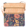 Cork Women's Double Zip Flower print Crossbody Bag BAG-2266