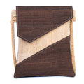 Cork Crossbody Bag with Geometric Color Block - Vegan Leather Shoulder Purse