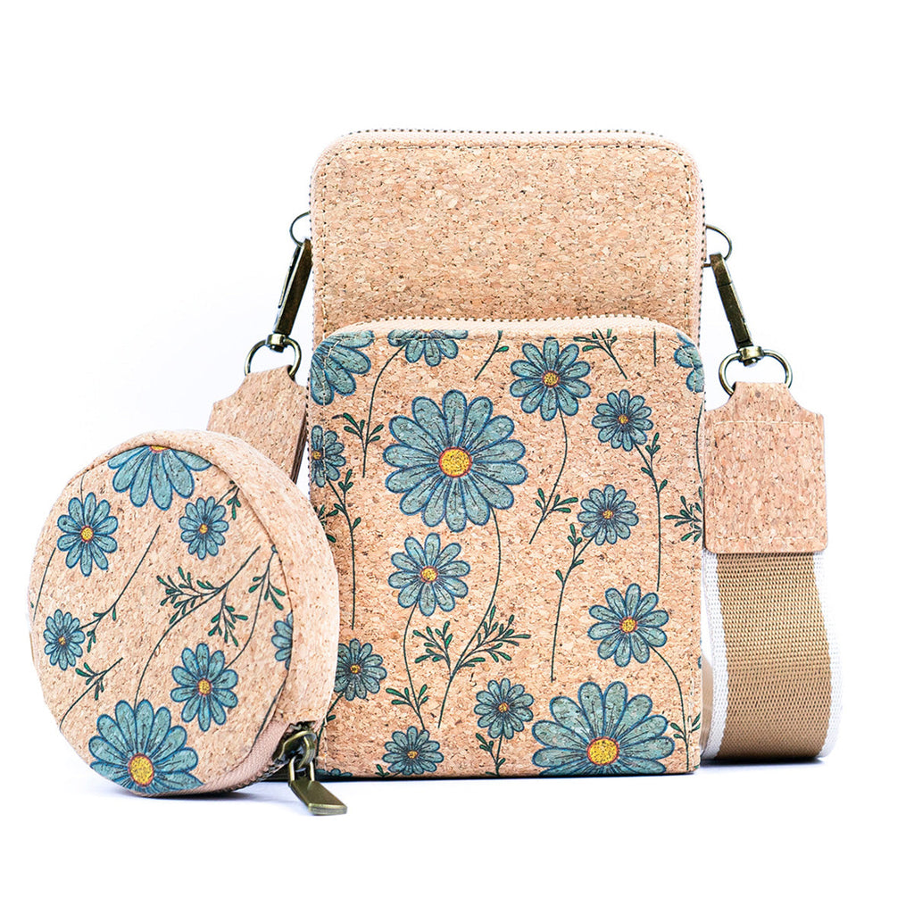 Doppellagige Handytasche aus Naturkork für Damen mit Aufdruck BAG-2312