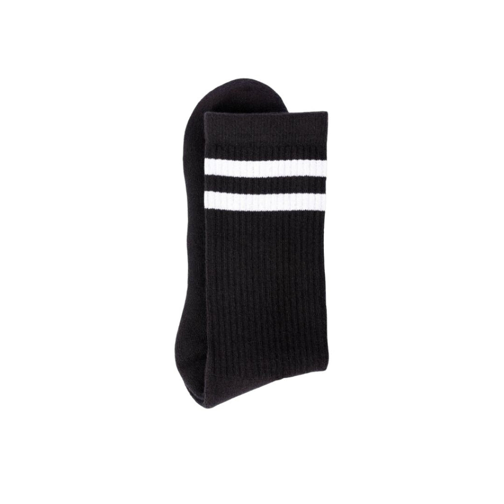 Sportsocken – Doppelstreifen Schwarz/Weiß