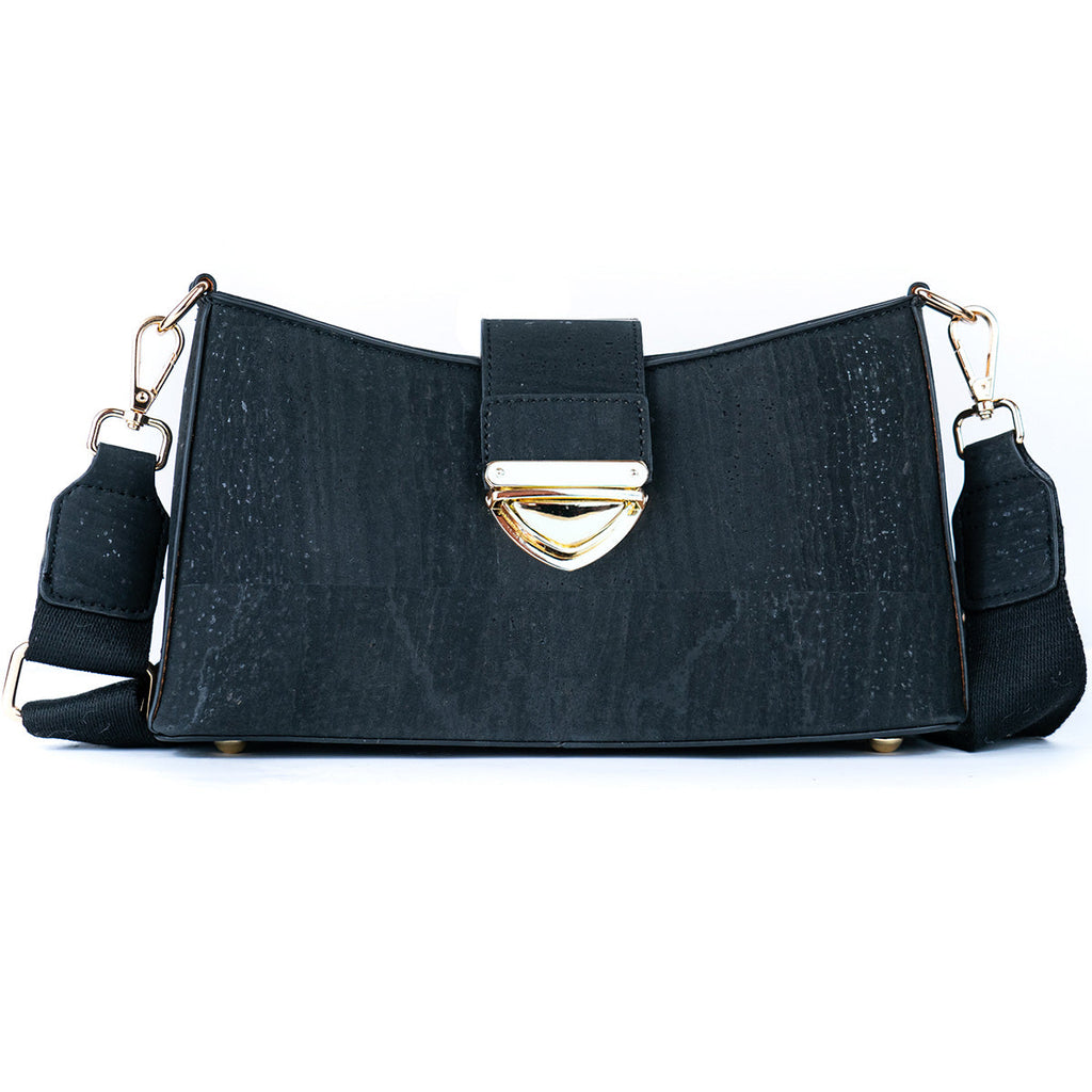 Chic Cork Crossbody Bag with Gold Clasp and Cotton Strap for Women BAG-2320
