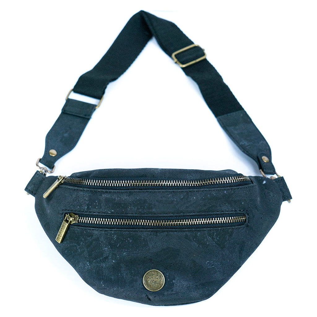 Naturkork-Umhängetasche für Unisex mit verstellbarem Riemen und Metallreißverschlüssen SLING-BAG-2312