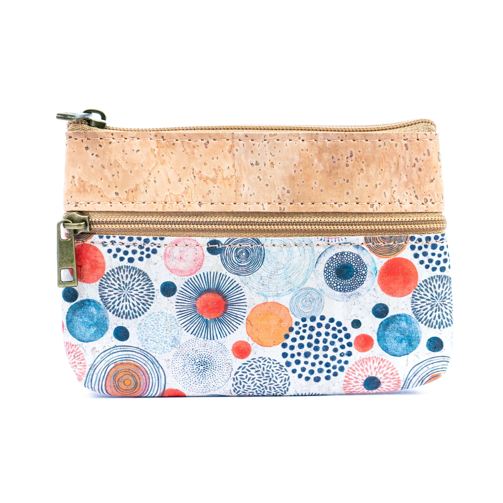 Triple Zip Cork Coin Purse BAG-2325