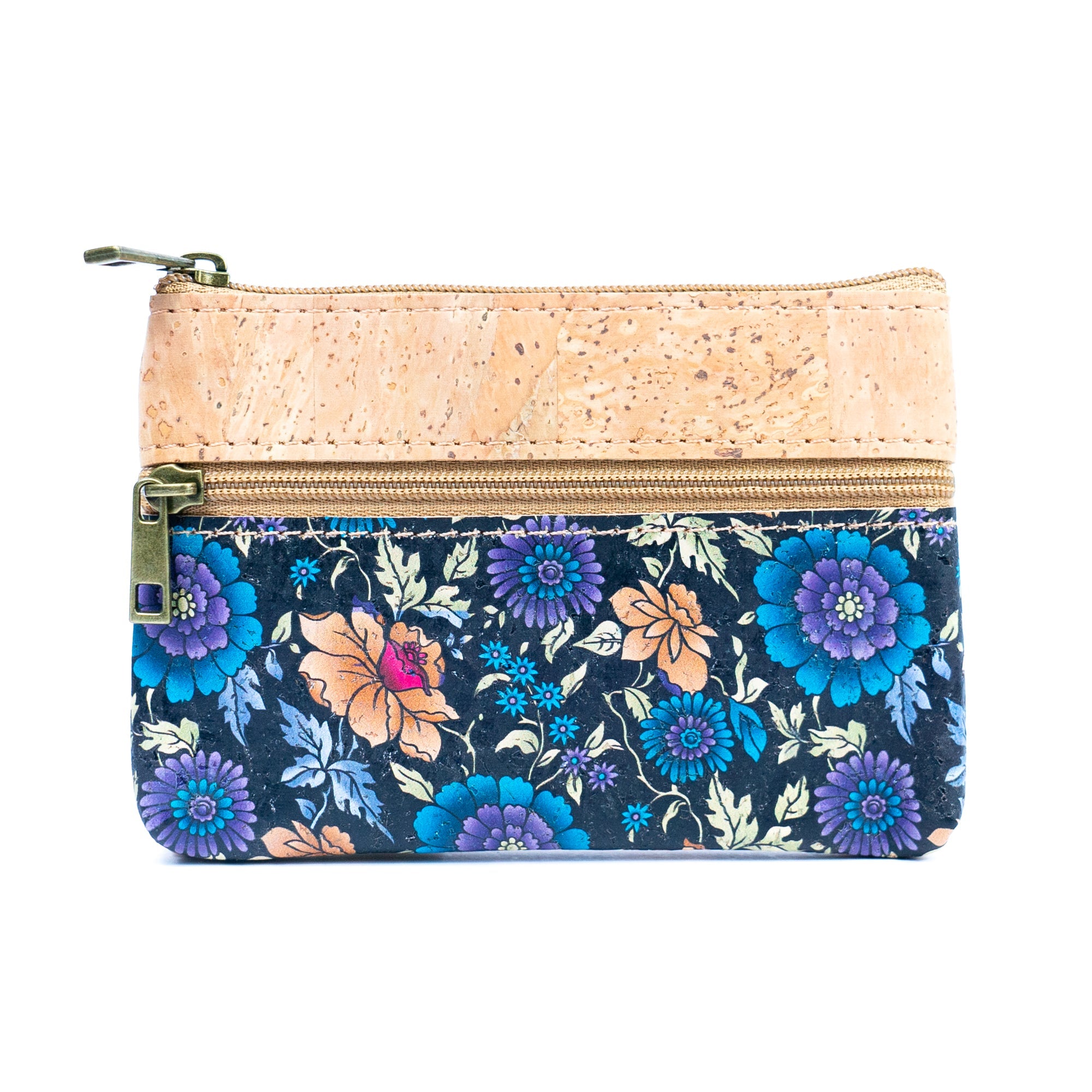 Triple Zip Cork Coin Purse BAG-2325