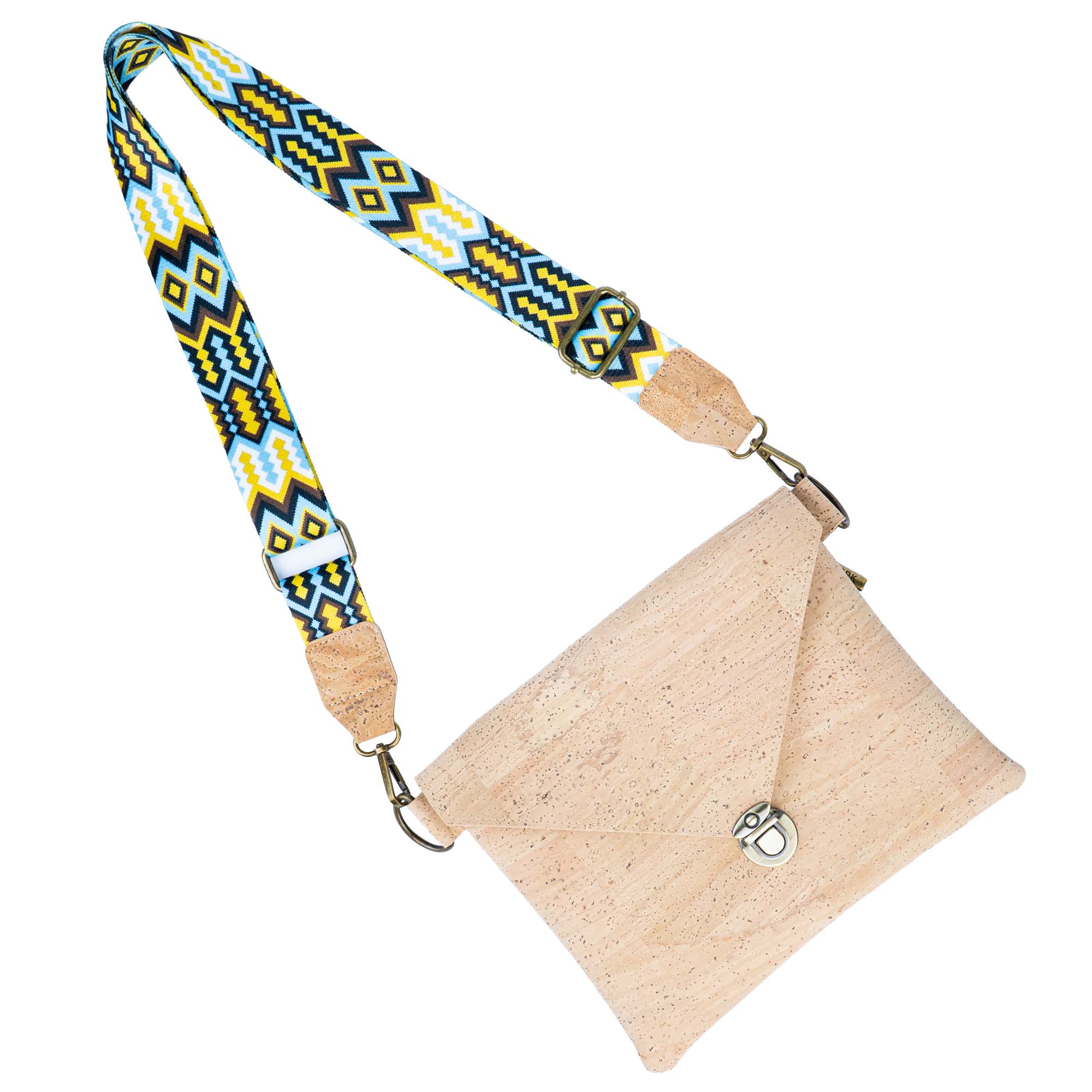 Bolso Bandolera con Solapa de Corcho y Correa Intercambiable - Clutch Vegano BAGP-354