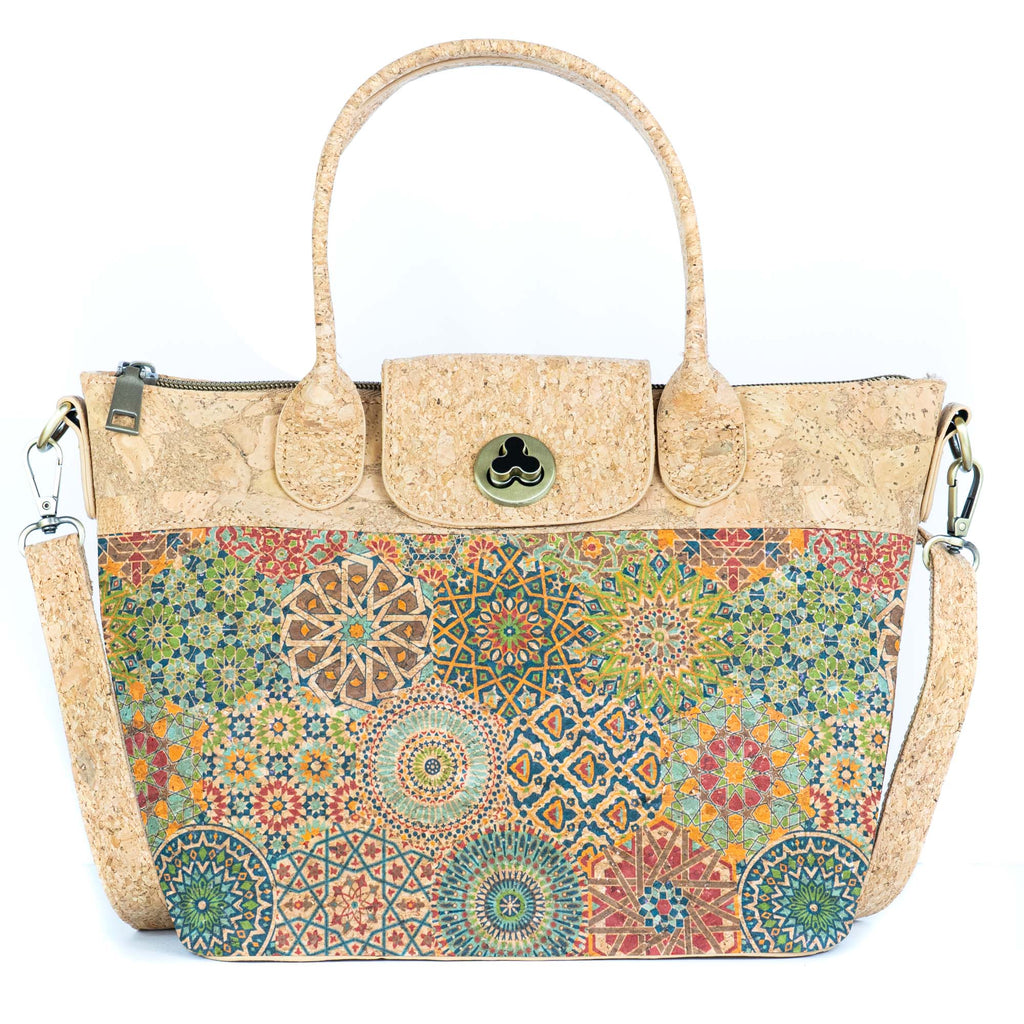 Korkhandtasche – Fliesen- und Blumenmuster BAGD-611
