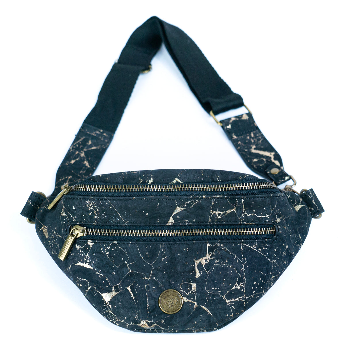Natural Cork Sling Bag for Unisex with Adjustable Strap and Metal Zippers SLING-BAG-2312