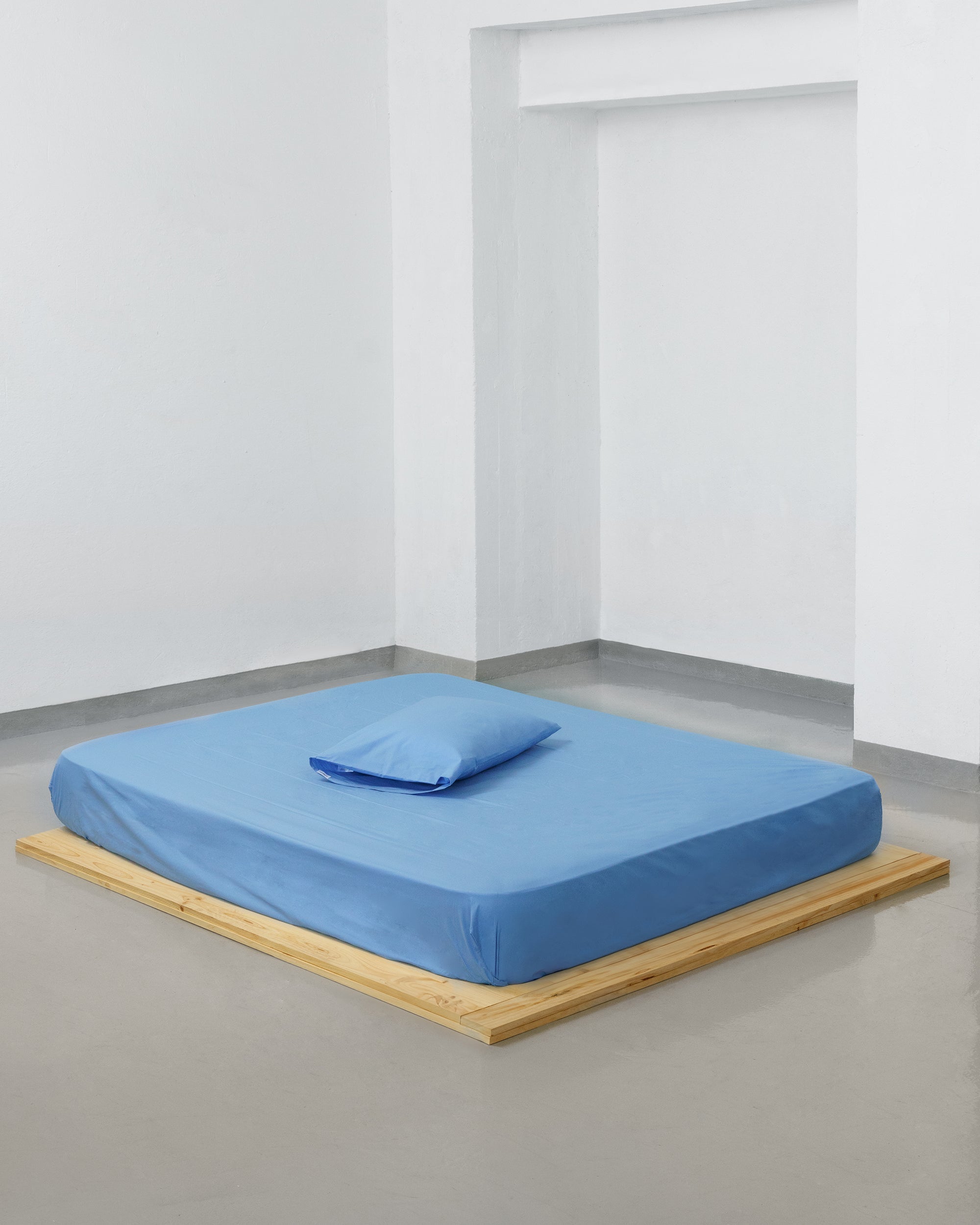 Funda de almohada - percal de 200 hilos (Azul)