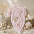 Babygrow de Veludo Rosa Bebé com Aplicação Elefante