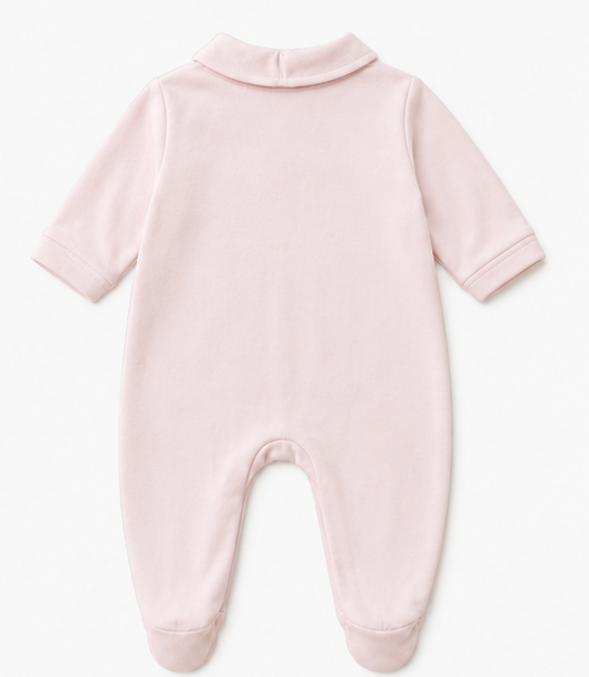 Babygrow Rosa Bebé em Algodão com Gola Clássica