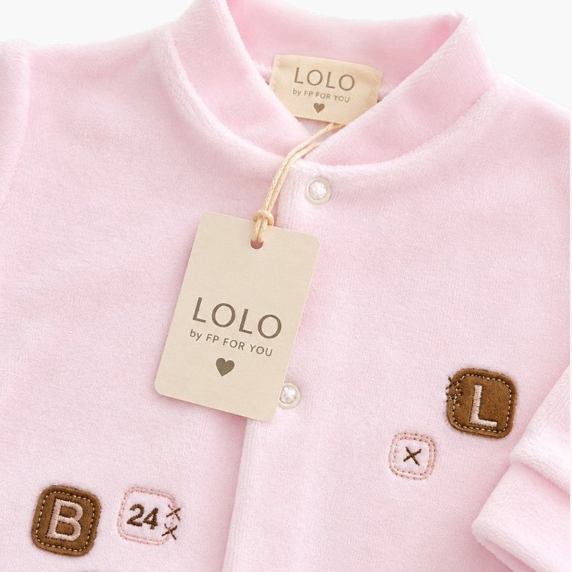 Babygrow de Veludo Rosa Bebé com Aplicação Elefante