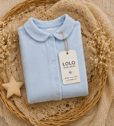Babygrow Azul Bebé em Algodão com Gola