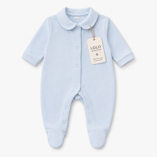 Babygrow Azul Bebé em Algodão com Gola