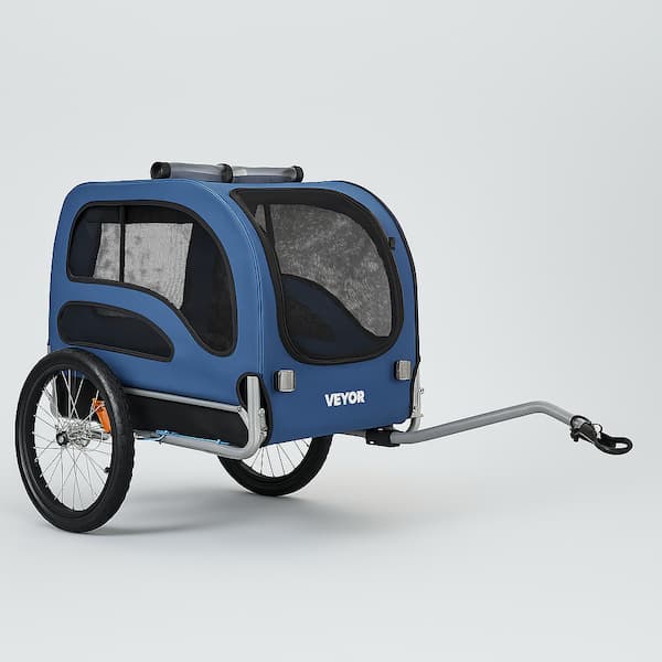 Remolque para bicicleta de perro de servicio pesado - Transportín plegable para mascotas con reflectores, bandera de seguridad y acoplador (hasta 45 kg)