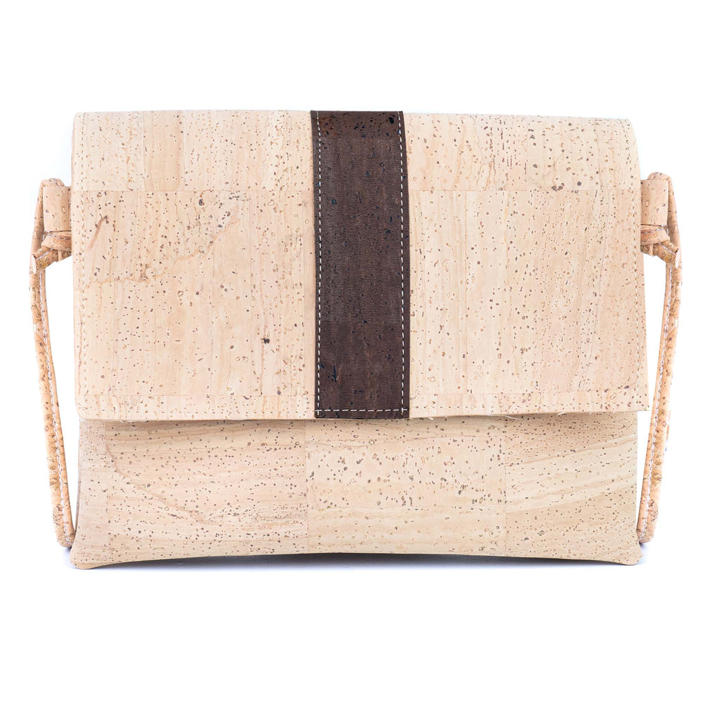 Cork Crossbody Bag with Color Stripe - Vegan Shoulder Bag BAGP-356