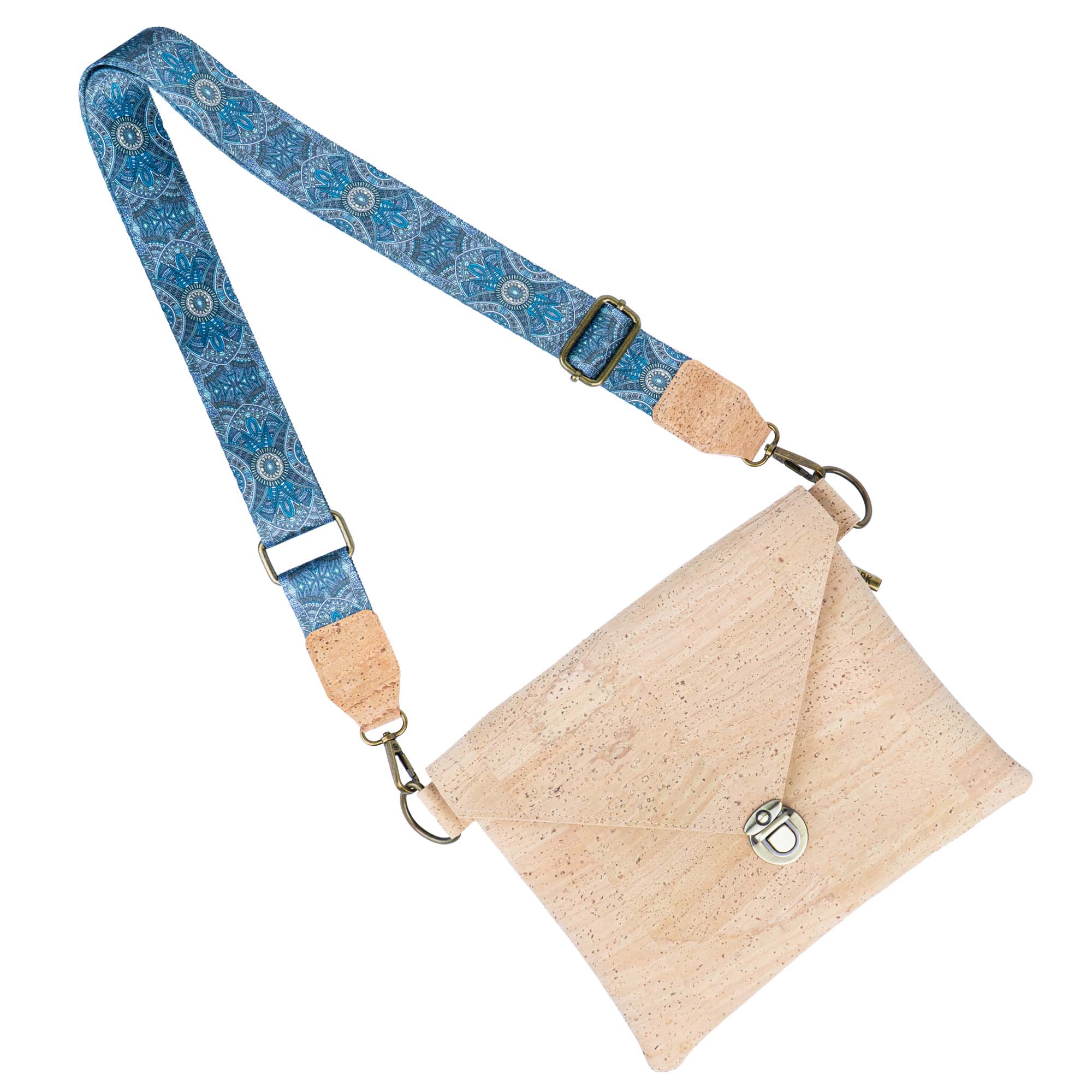 Bolso Bandolera con Solapa de Corcho y Correa Intercambiable - Clutch Vegano BAGP-354