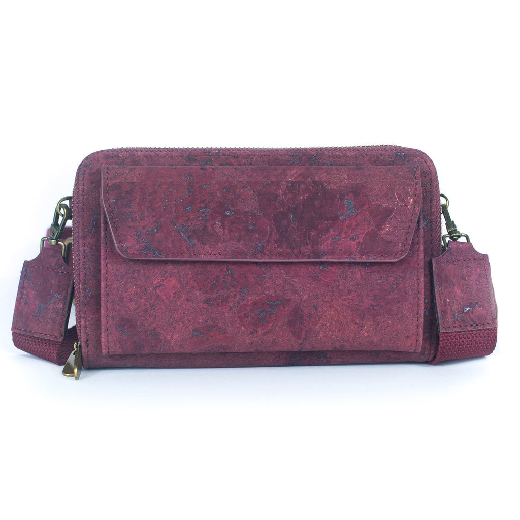 Bolso bandolera de corcho elegante con bolsillo delantero y monedero para teléfono móvil BAG-2271