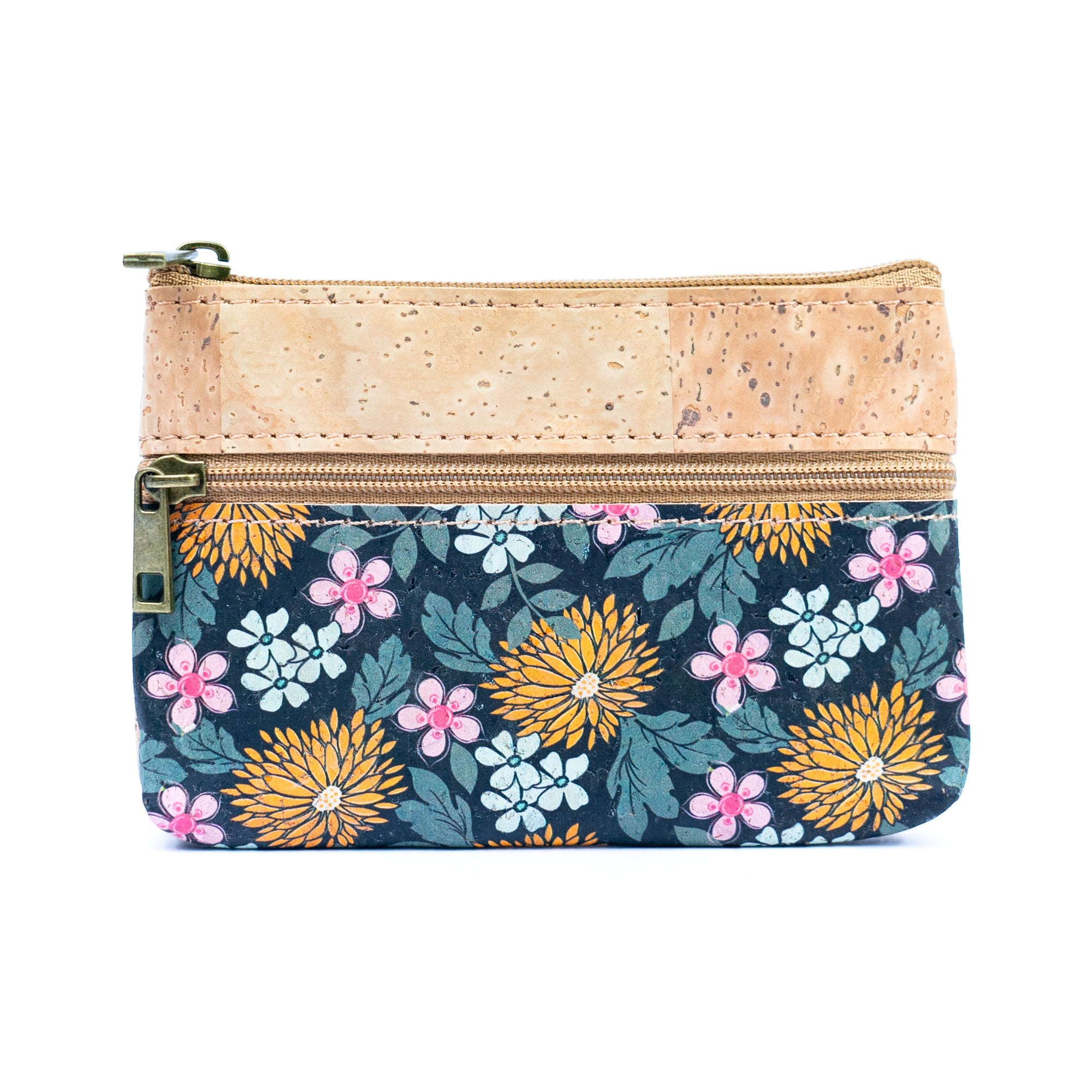 Triple Zip Cork Coin Purse BAG-2325