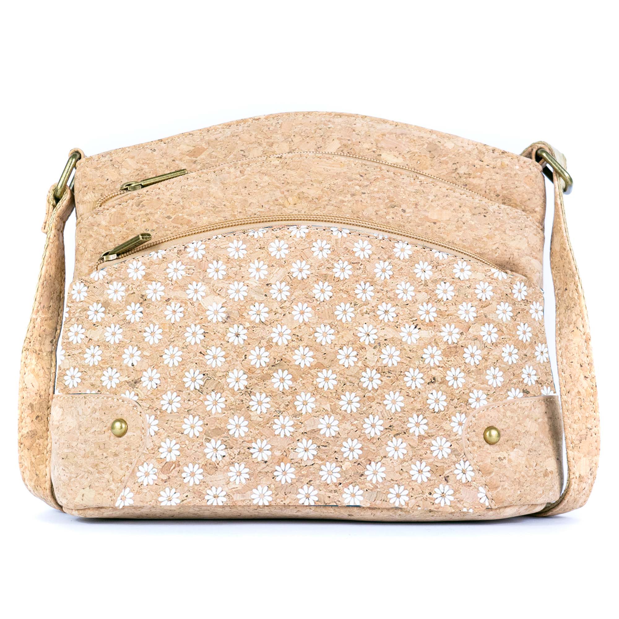 Three-Line Zipper Women's Cork  Crossbody Bag BAG-2284