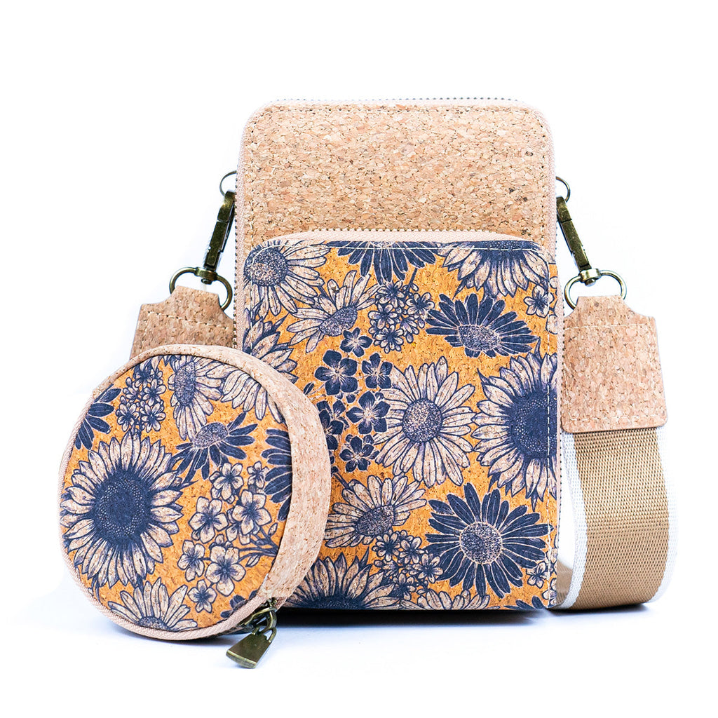 Doppellagige Handytasche aus Naturkork für Damen mit Aufdruck BAG-2312